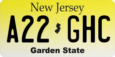 NJ license plate A22GHC