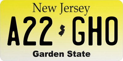 NJ license plate A22GHO