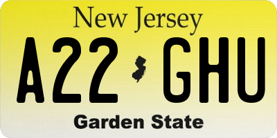 NJ license plate A22GHU