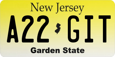 NJ license plate A22GIT
