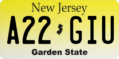 NJ license plate A22GIU