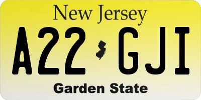 NJ license plate A22GJI