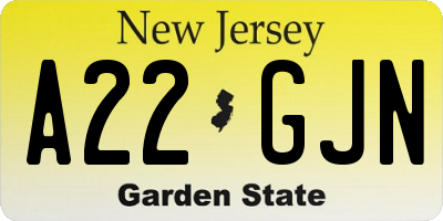 NJ license plate A22GJN