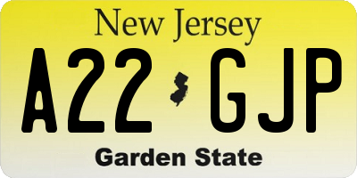 NJ license plate A22GJP