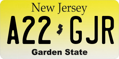 NJ license plate A22GJR