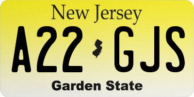 NJ license plate A22GJS
