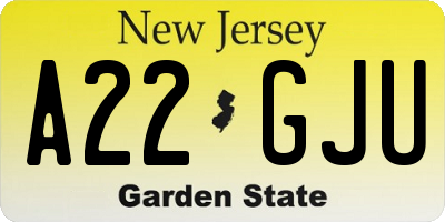 NJ license plate A22GJU