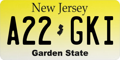 NJ license plate A22GKI