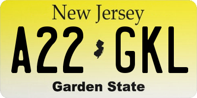 NJ license plate A22GKL
