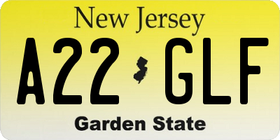 NJ license plate A22GLF