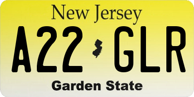 NJ license plate A22GLR