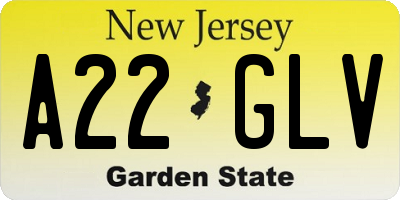 NJ license plate A22GLV