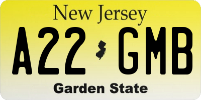 NJ license plate A22GMB