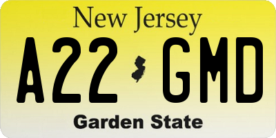 NJ license plate A22GMD