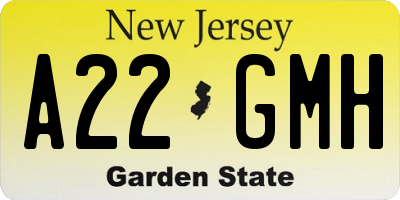 NJ license plate A22GMH