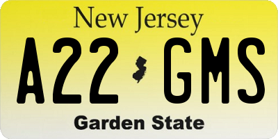 NJ license plate A22GMS