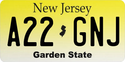 NJ license plate A22GNJ