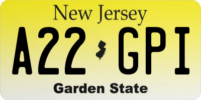 NJ license plate A22GPI