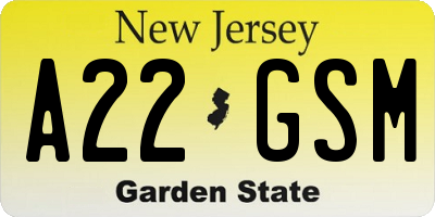 NJ license plate A22GSM