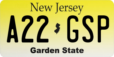 NJ license plate A22GSP