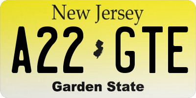 NJ license plate A22GTE