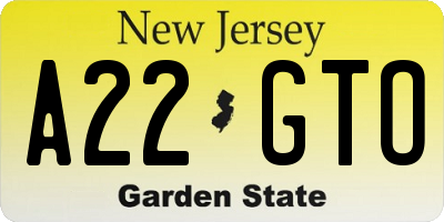 NJ license plate A22GTO