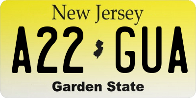 NJ license plate A22GUA