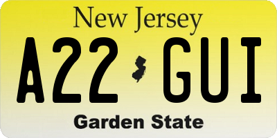 NJ license plate A22GUI