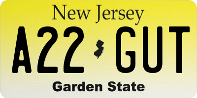 NJ license plate A22GUT