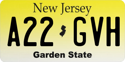 NJ license plate A22GVH