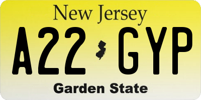 NJ license plate A22GYP