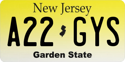 NJ license plate A22GYS