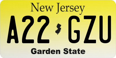 NJ license plate A22GZU
