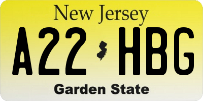 NJ license plate A22HBG