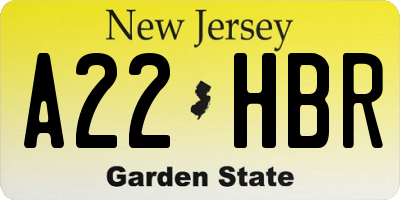 NJ license plate A22HBR