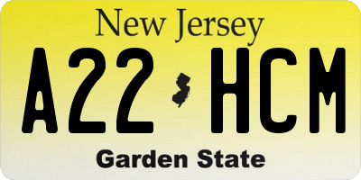 NJ license plate A22HCM
