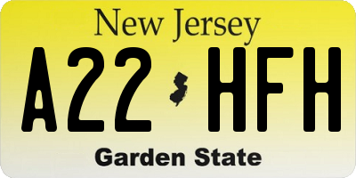 NJ license plate A22HFH