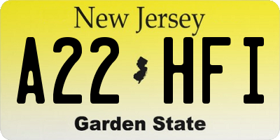 NJ license plate A22HFI