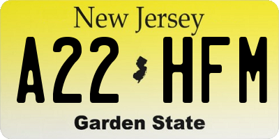 NJ license plate A22HFM
