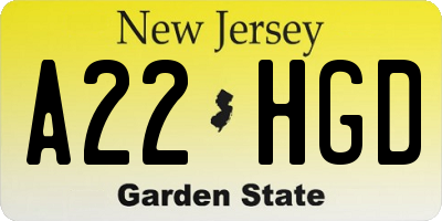 NJ license plate A22HGD