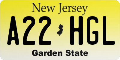 NJ license plate A22HGL
