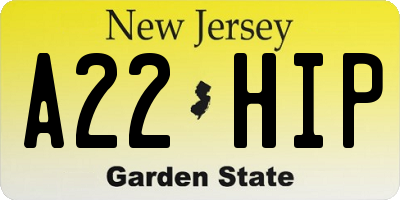 NJ license plate A22HIP