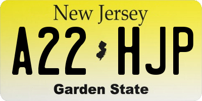 NJ license plate A22HJP