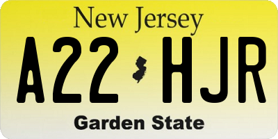 NJ license plate A22HJR