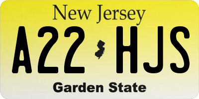 NJ license plate A22HJS