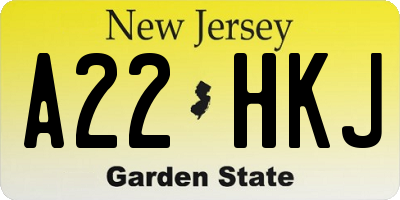 NJ license plate A22HKJ
