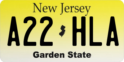 NJ license plate A22HLA