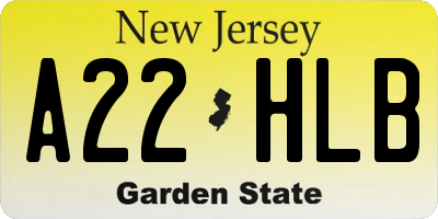 NJ license plate A22HLB