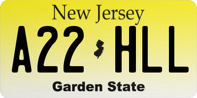 NJ license plate A22HLL