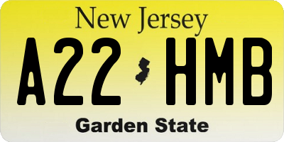 NJ license plate A22HMB
